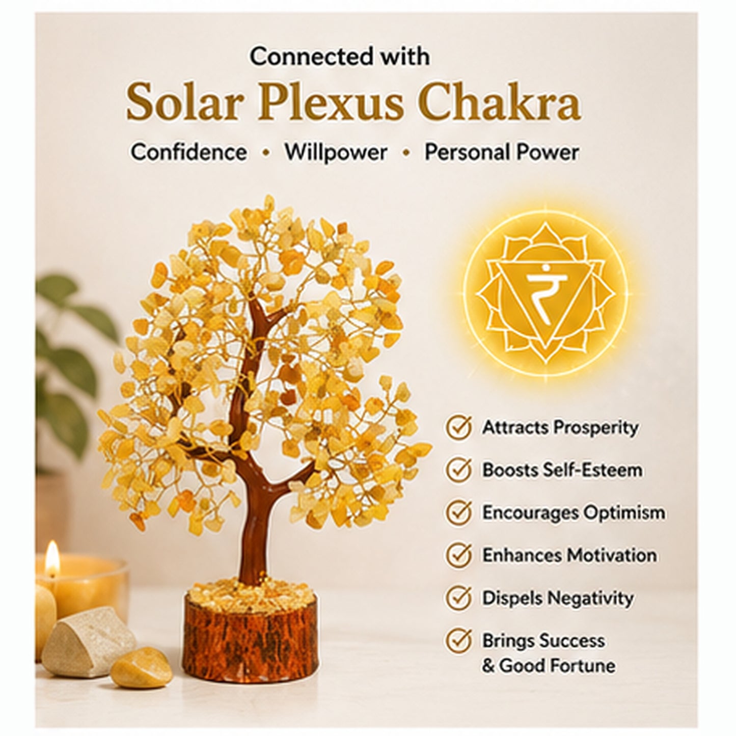 Yellow Aventurine Crystal Tree for Luck, Success & Positive Energy