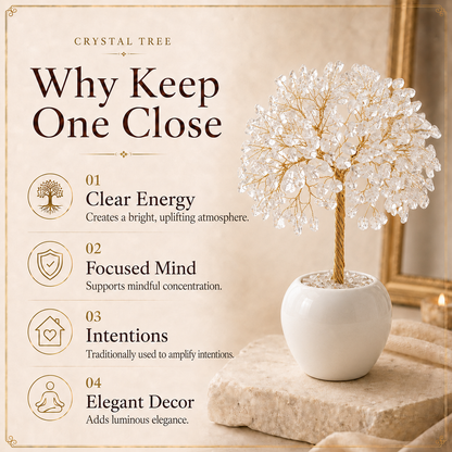Clear Quartz Crystal Tree for Positive Energy, Healing & Home Decor