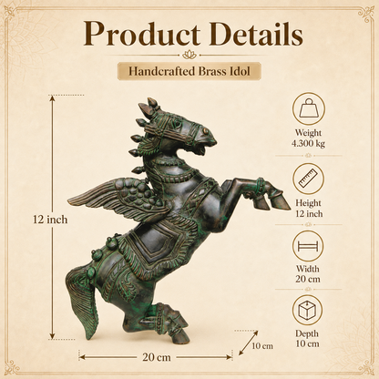 Handcrafted Brass Winged Horse Idol – 12 Inch