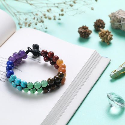 Seven Chakra Double Layer Certified Healing  Crystal Bracelet