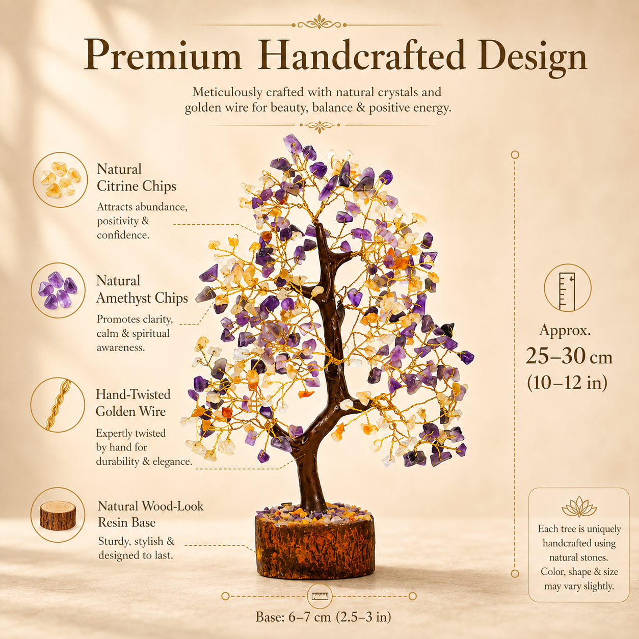 Citrine and Amethyst Crystal Tree