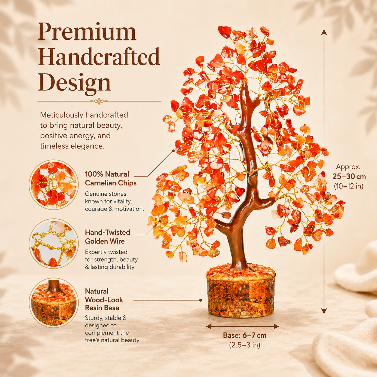 Carnelian Crystal Tree for Confidence, Energy & Success