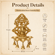 Handcrafted Brass Ganesha Diya with Hanging Bells