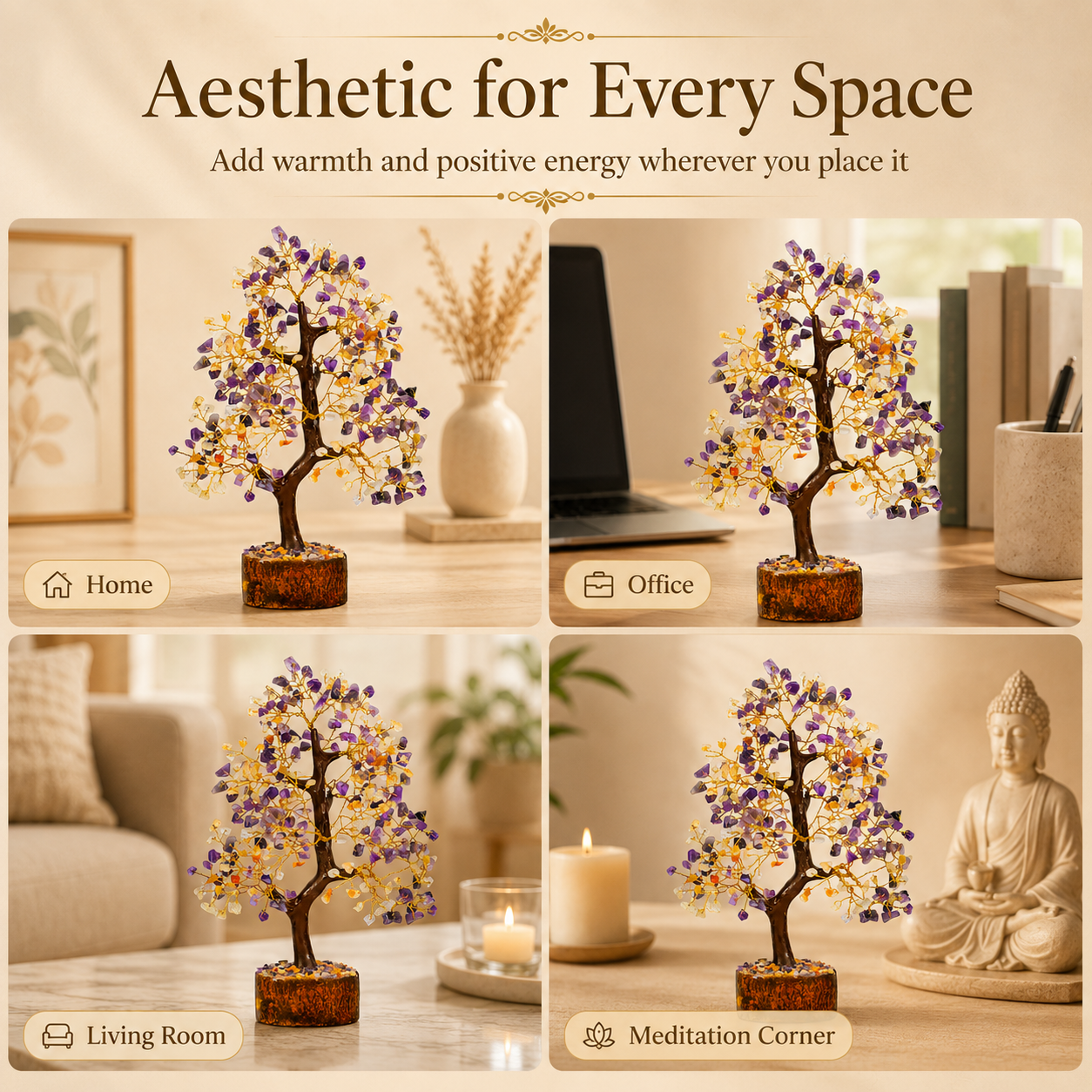 Citrine and Amethyst Crystal Tree