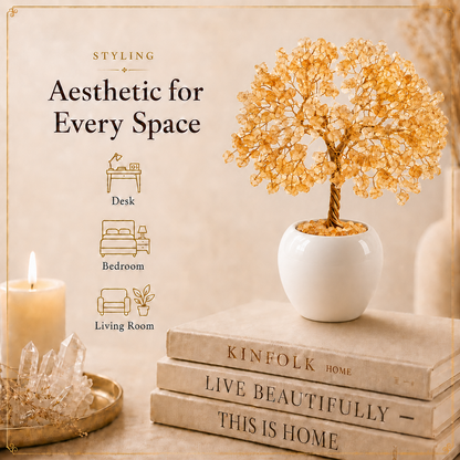 Citrine Crystal Tree – Handmade Gemstone Bonsai Tree for Home & Office Décor