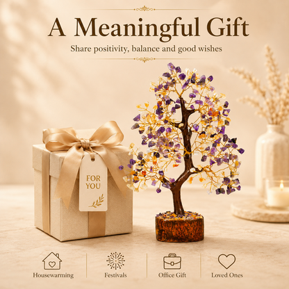 Citrine and Amethyst Crystal Tree