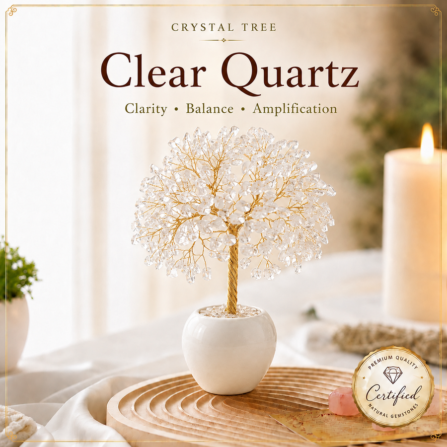 Clear Quartz Crystal Tree for Positive Energy, Healing & Home Decor