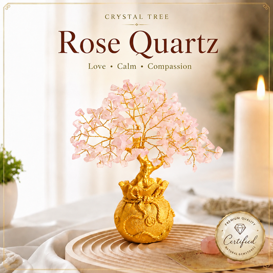 Potli Rose Quartz Crystal Tree