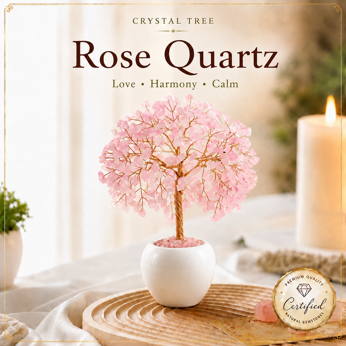 Rose Quartz Crysal Tree For your Good Luck
