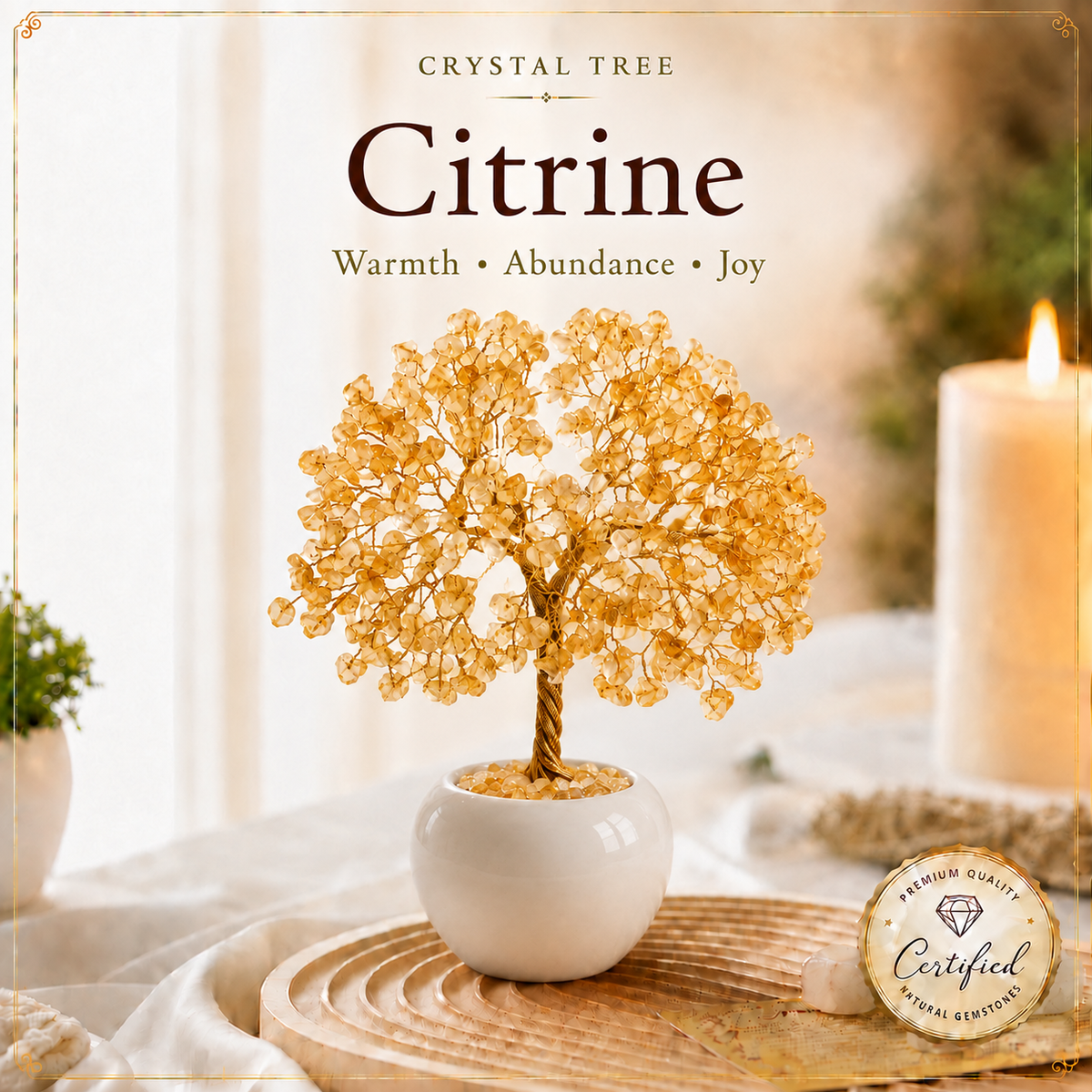 Citrine Crystal Tree – Handmade Gemstone Bonsai Tree for Home & Office Décor