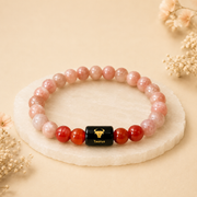 Taurus Zodiac Bracelet with Sunstone & Red Jasper