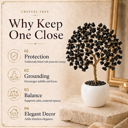 Black Tourmaline Crystal Tree with 300 Natural Stones