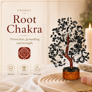 Black Tourmaline Crystal Wooden Tree With Silver Wire