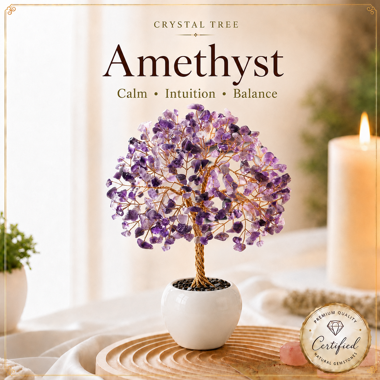 Amethyst Crystal Tree for Home, Office and Meditation