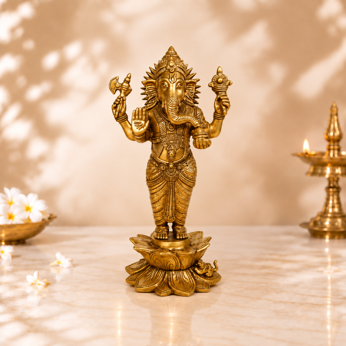 Lord Ganesha On Lotus
