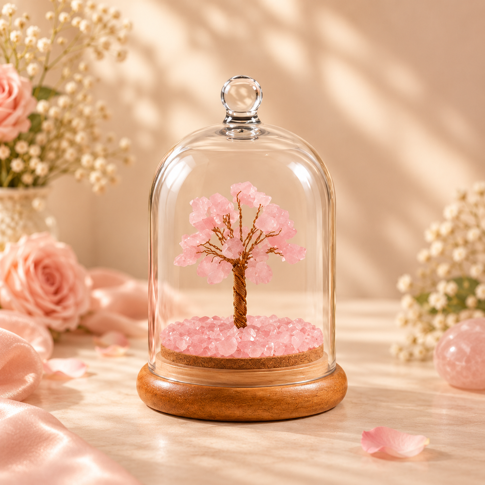 Rose Quartz Crystal  Dome Tree
