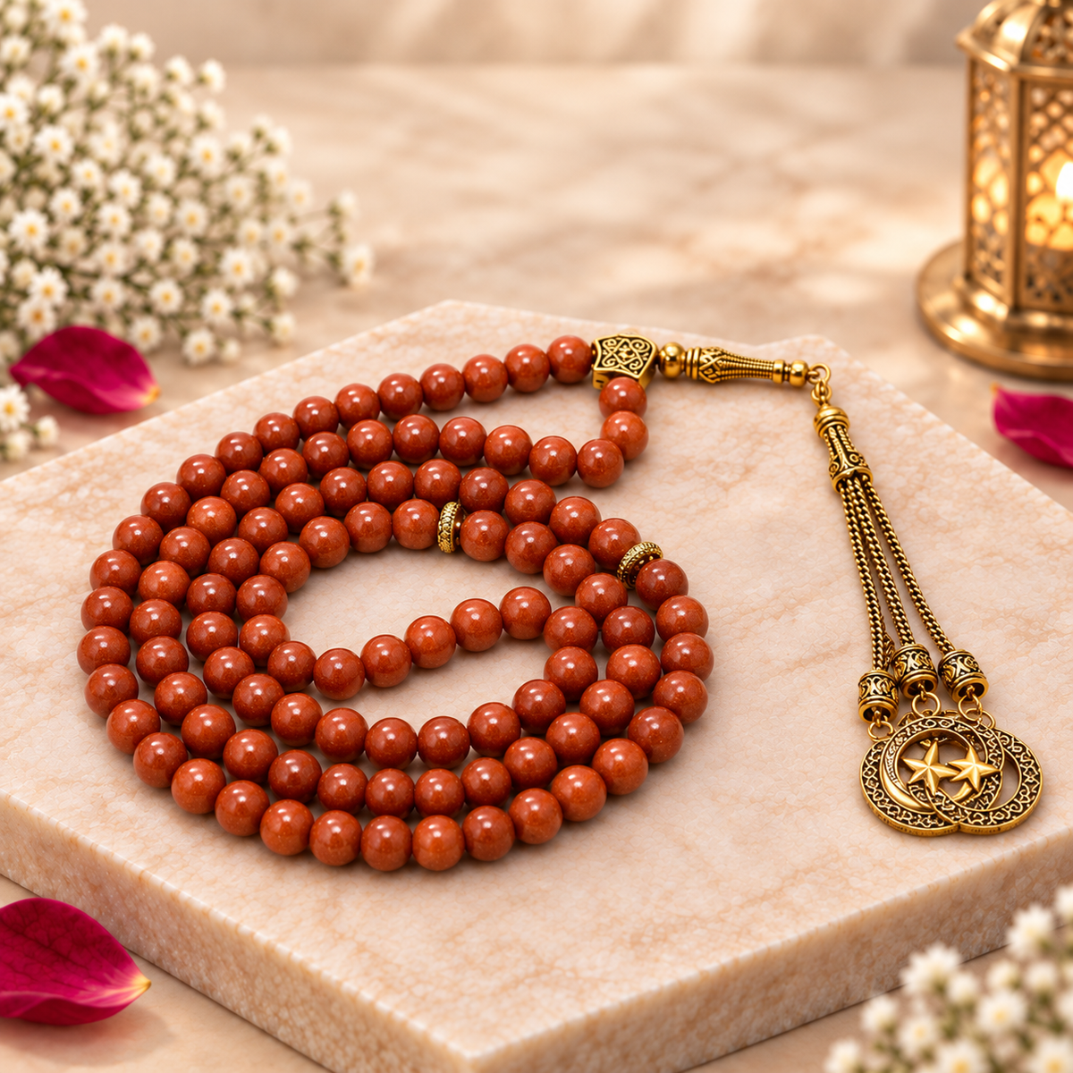 Red Goldstone Gemstone Crystal Tasbeeh