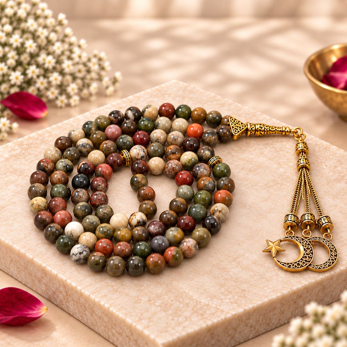 Natural Gemstone Crystal Tasbeeh