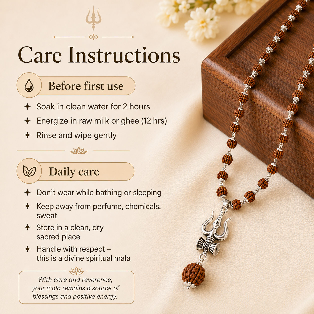 Shiv Rudraksha Mala with Trishul Damru Pendant