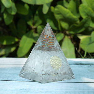 Selenite Orgone Crystal Pyramid For Meditation and Emf Protection