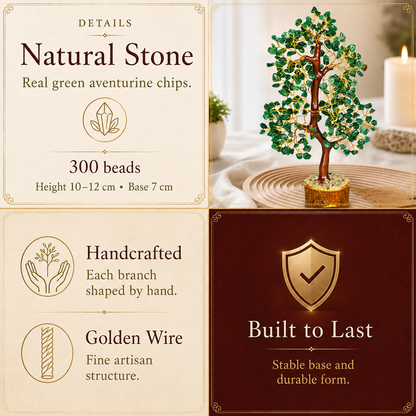Shop Green Aventurine Crystal Wooden Tree With Golden Wire