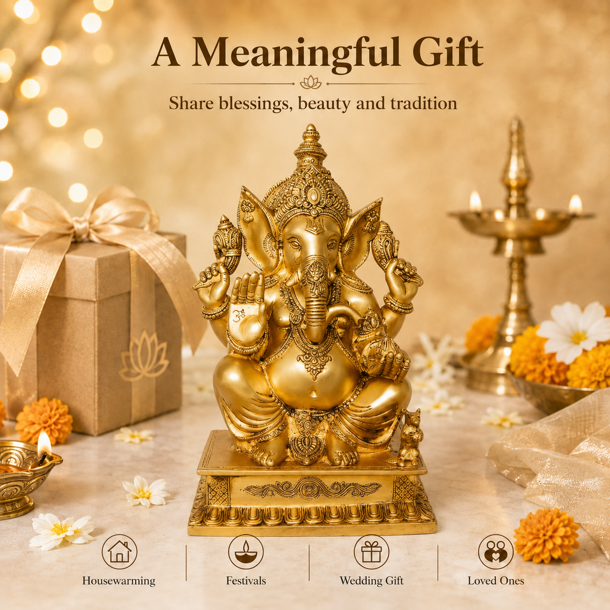 Handcrafted Brass Ganesha Idol