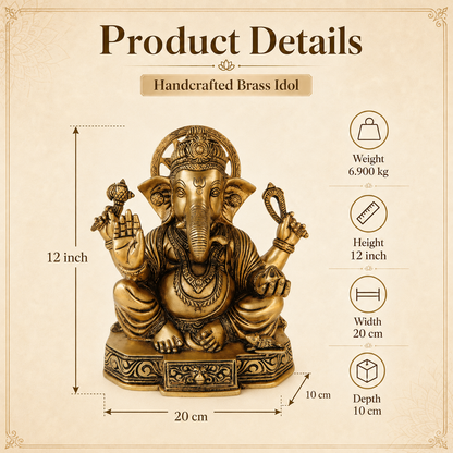 Handcrafted Antique Brass Ganesha Idol