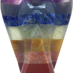 Seven Chakra Stone Angel Figurine for Energy Balance, Healing, and Protection