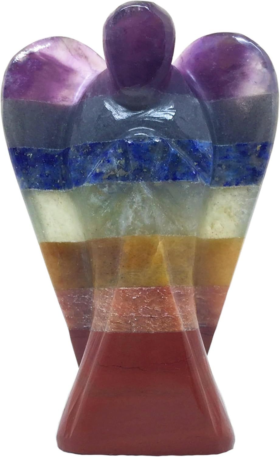 Seven Chakra Stone Angel Figurine for Energy Balance, Healing, and Protection