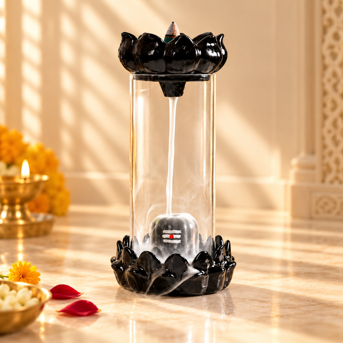 Shivling Backflow Incense Burner | Lotus Smoke Fountain