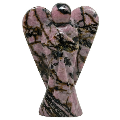 Rhodonite Crystal  Angel Figurine & Statue for Love, Healing, and Balance