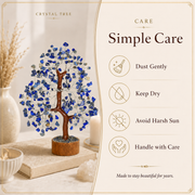Lapis Lazuli Crystal Wooden Tree With Silver Wire