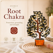 Black Tourmaline Wooden Tree With Golden Wire