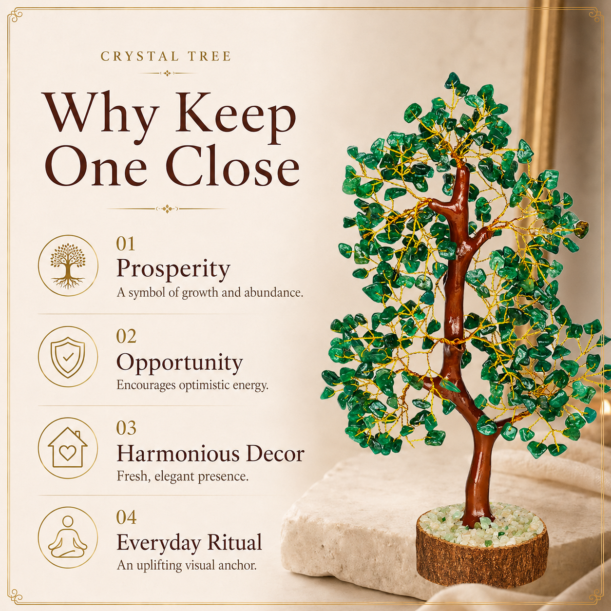Shop Green Aventurine Crystal Wooden Tree With Golden Wire