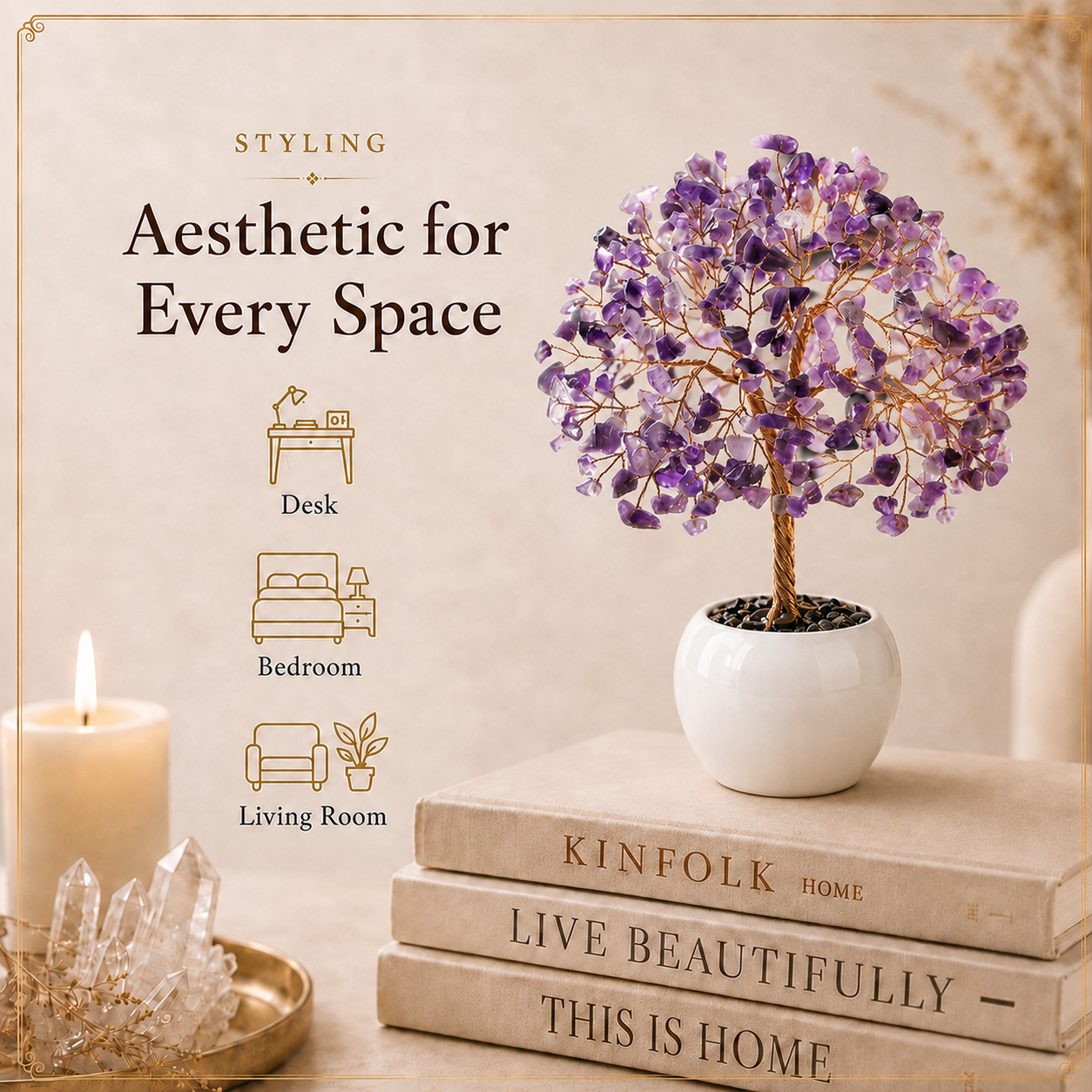 Amethyst Crystal Tree for Home, Office and Meditation