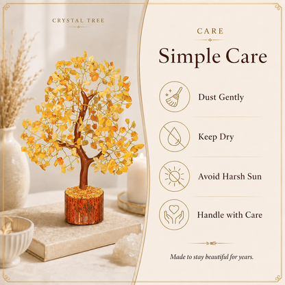 Yellow Aventurine Crystal Tree with Golden Wire