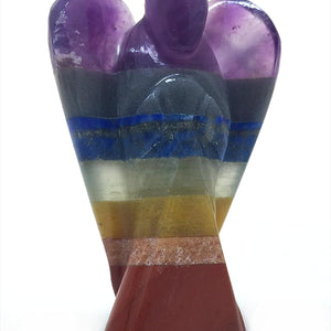 Seven Chakra Stone Angel Figurine for Energy Balance, Healing, and Protection