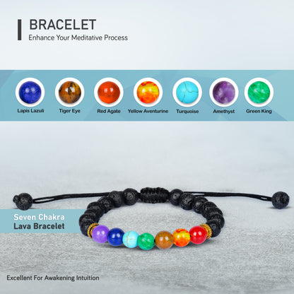 Seven Chakra with Lava Stone Crystal Bracelet (Addiction Aid)