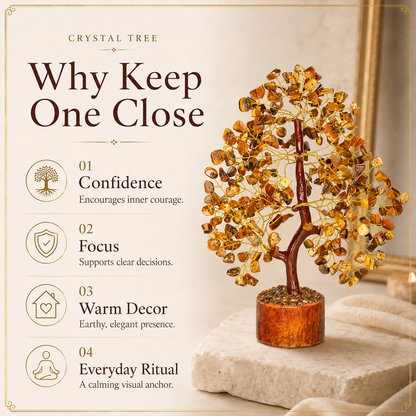 Tiger’s Eye Crystal Tree with Golden Wire