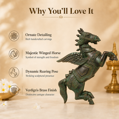 Handcrafted Brass Winged Horse Idol – 12 Inch