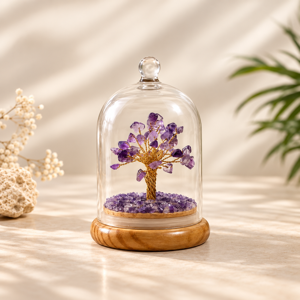 Amethyst Dome Tree Under Glass Cloche