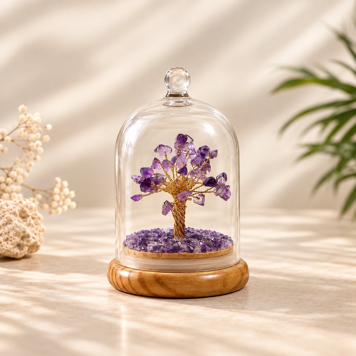 Amethyst Dome Tree Under Glass Cloche