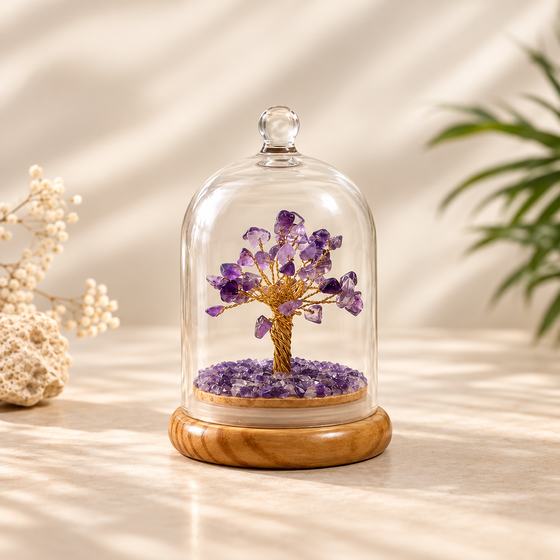 Amethyst Dome Tree Under Glass Cloche