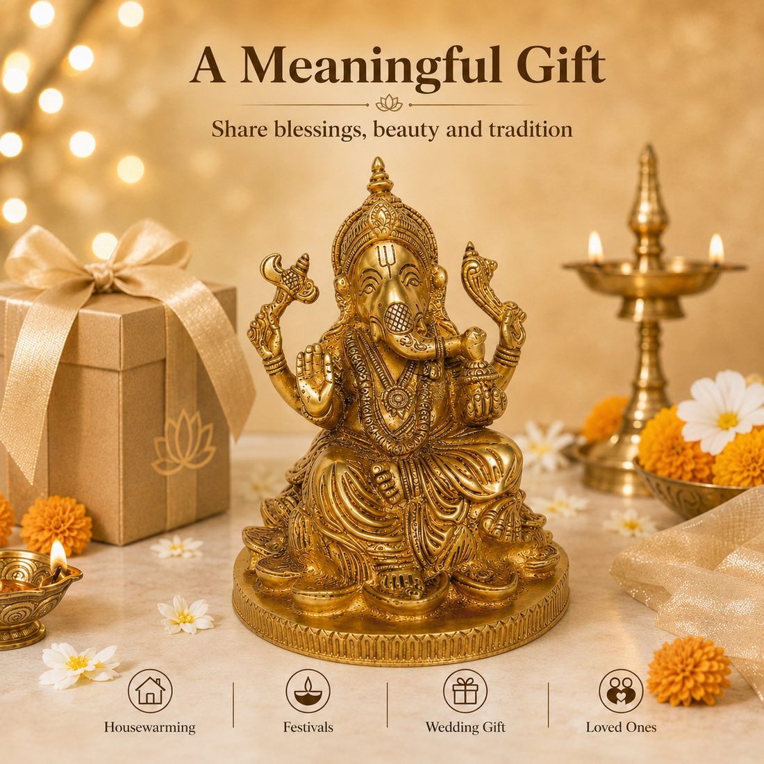 Handcrafted Brass Ganesha Idol