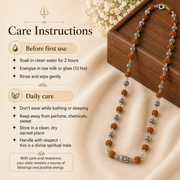 Shiv Rudraksha Silver Mala with Ornate Sphere Beads
