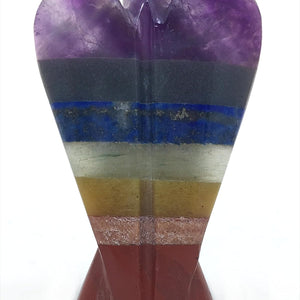 Seven Chakra Stone Angel Figurine for Energy Balance, Healing, and Protection