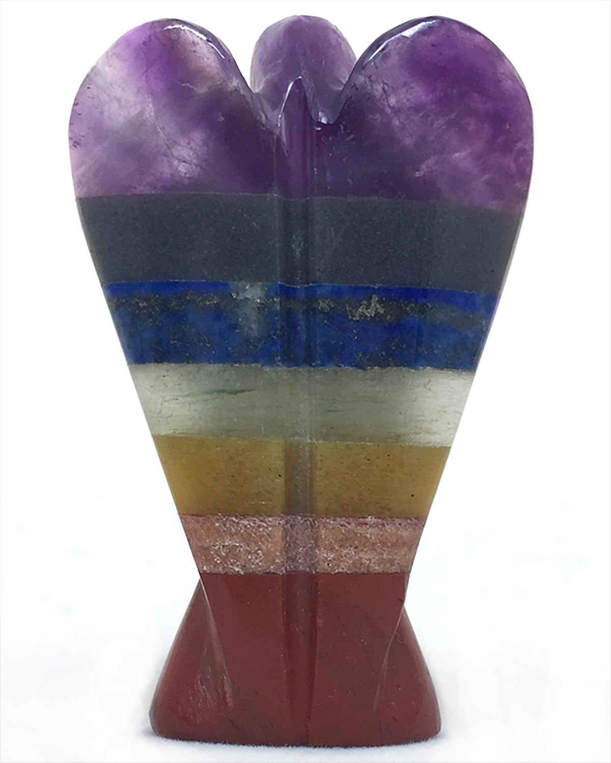 Seven Chakra Stone Angel Figurine for Energy Balance, Healing, and Protection