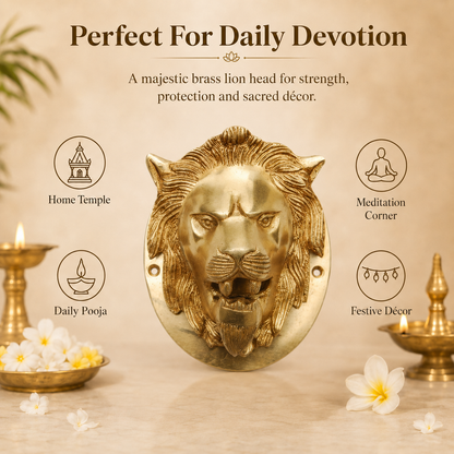 Handcrafted Brass Lion Head Wall Decor