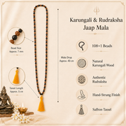 Karungali & Rudraksha Jaap Mala with Saffron Tassel