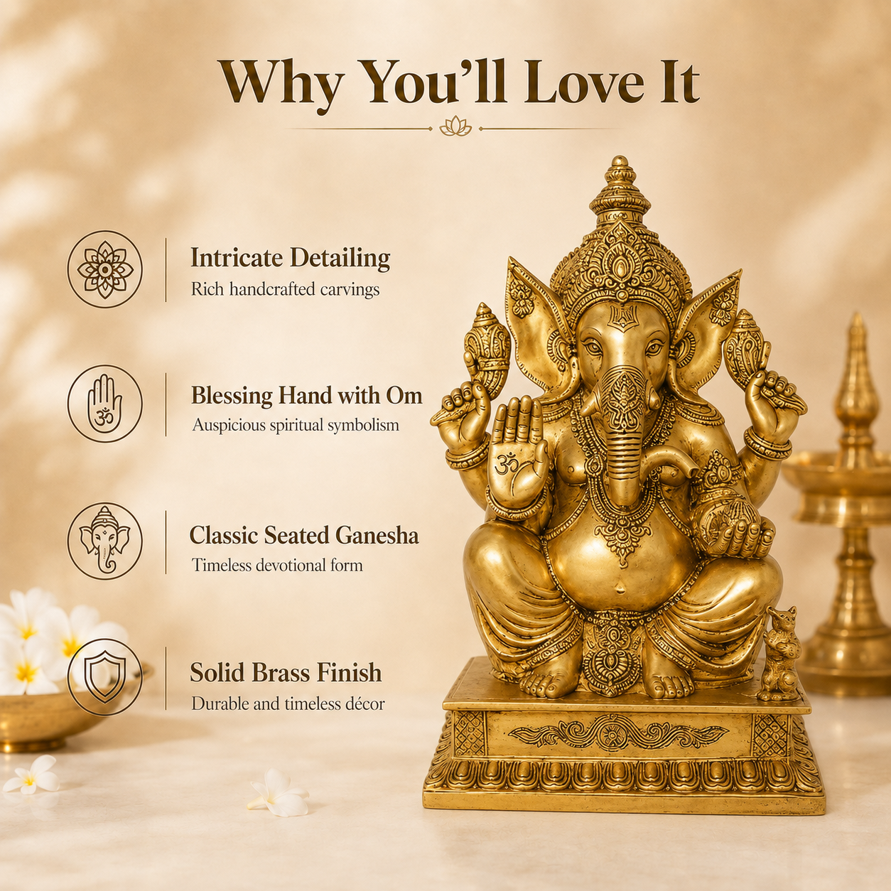 Handcrafted Brass Ganesha Idol